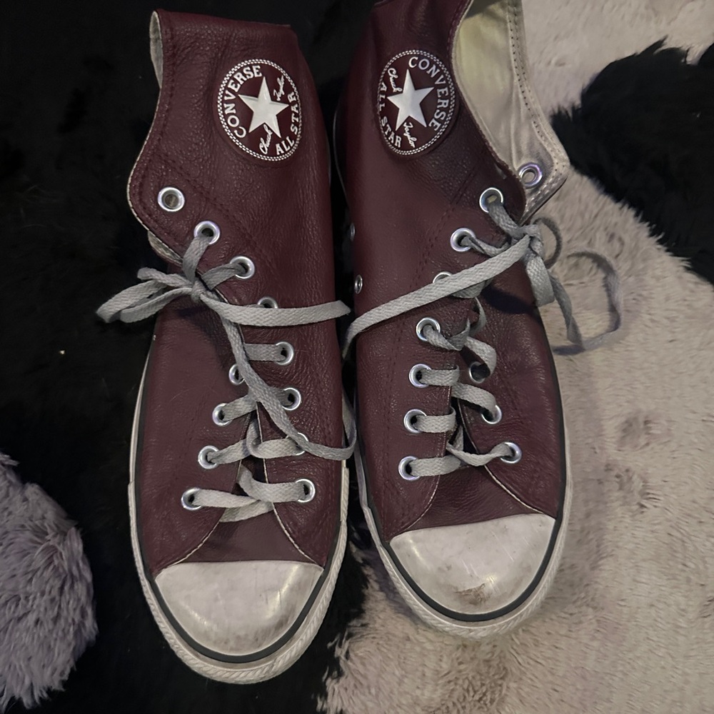 Maroon Leather Converse